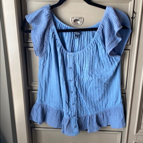 Lucky Brand Tops - Lucky brand boho ruffle tank light blue szXS
